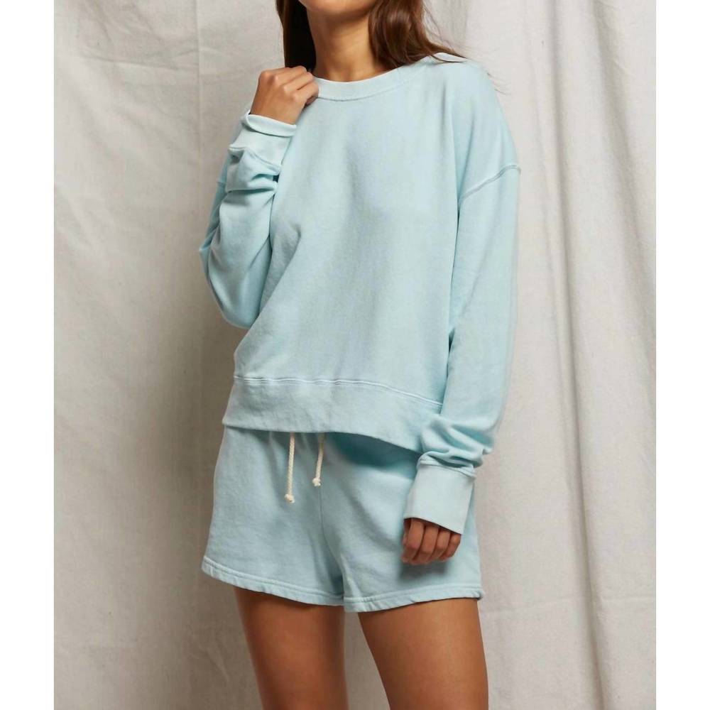 NEW PERFECTWHITETEE tyler french terry sweatshirt in iced aqua large - Picture 2 of 4